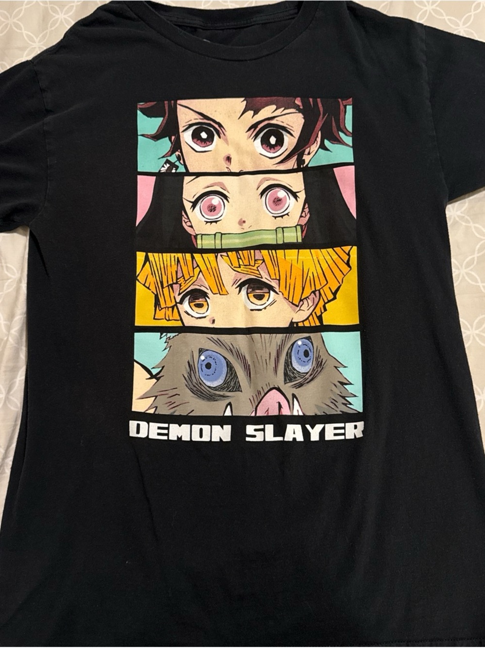 Demon Slayer Black Graphic Tee - Anime Character Panel